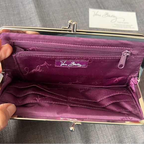 Vera Bradley Floral Clutch Purple & Orange Safari Sunset style great condition - Picture 5 of 7